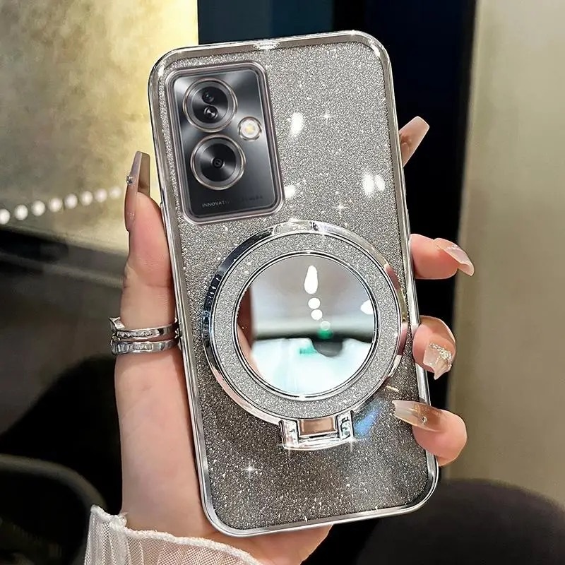 เคส Vivo Y100 5G Y51 Y31 Y51A V19 NEO V20 SE V29 lite V19 กระจกชาร์จแบบไร้สายผู้ถือโทรศัพท์ผงแฟลช