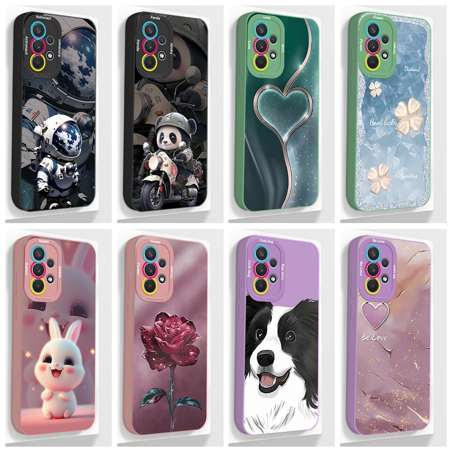 Soft Case สําหรับ Samsung Galaxy A23 4G A33 A53 A73 5G เคสโทรศัพท ์ รูปแบบแฟชั ่ นขอบตรงกันกระแทกซิลิโคนปกหลัง