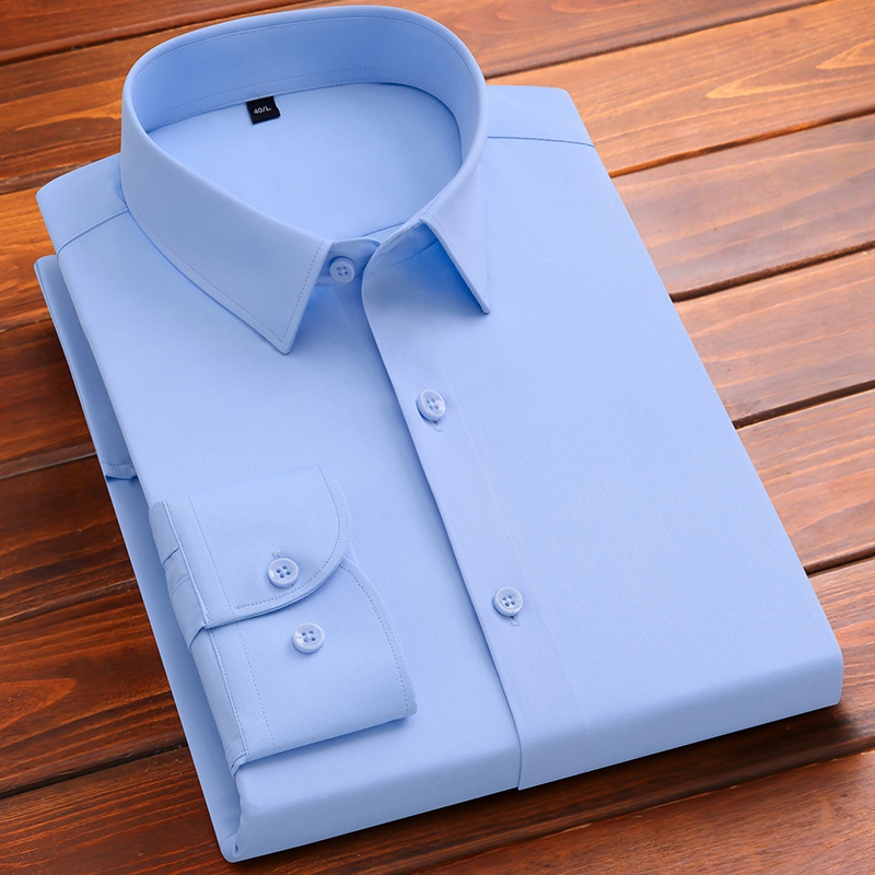 แขนยาวลําลองไม่มีรีดผ้าธรรมดาสไตล์เกาหลีสํานักงานธุรกิจทํางานเสื้อเชิ้ตผู้ชายอย่างเป็นทางการ - รูปที่ 3
