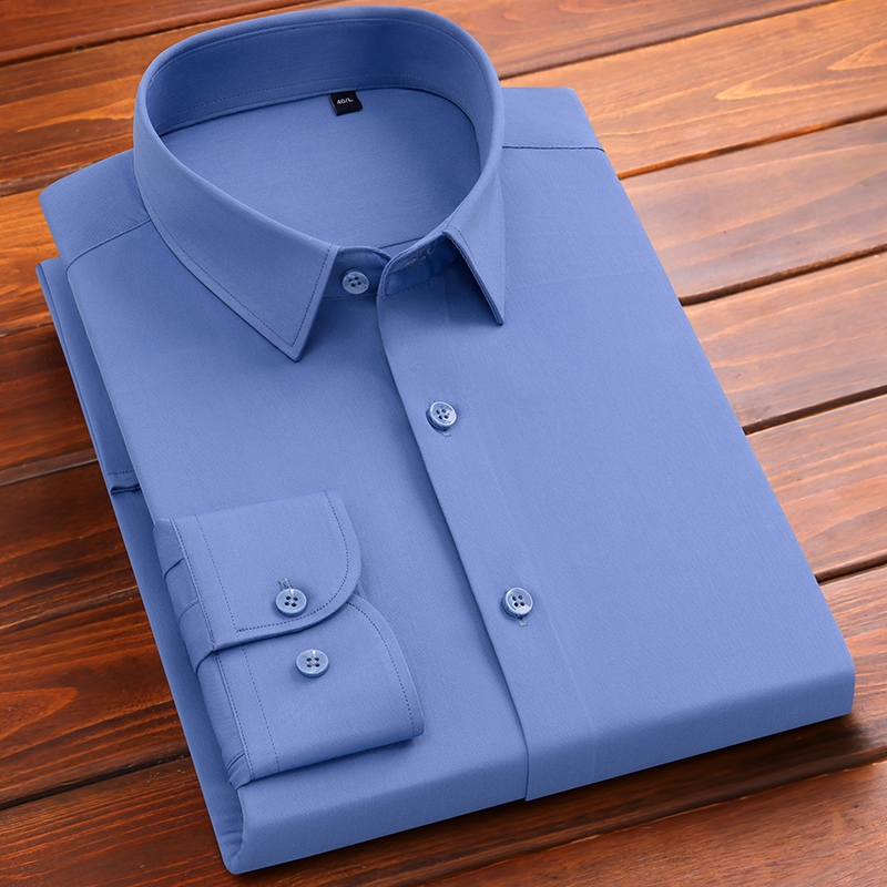 แขนยาวลําลองไม่มีรีดผ้าธรรมดาสไตล์เกาหลีสํานักงานธุรกิจทํางานเสื้อเชิ้ตผู้ชายอย่างเป็นทางการ - รูปที่ 6