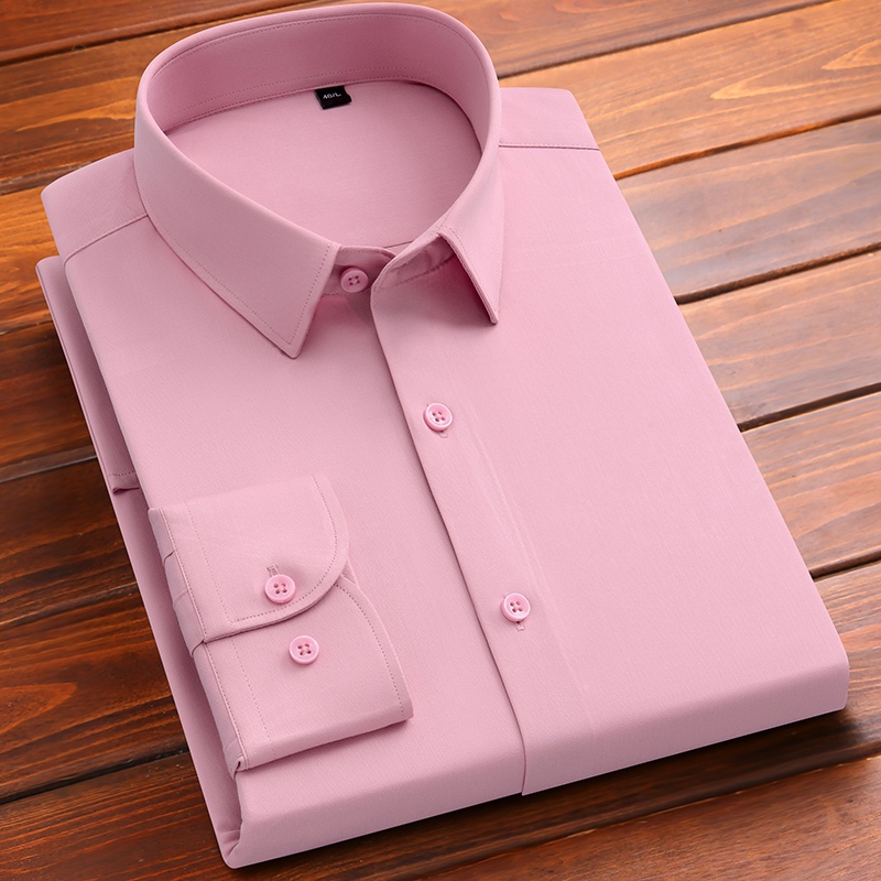 แขนยาวลําลองไม่มีรีดผ้าธรรมดาสไตล์เกาหลีสํานักงานธุรกิจทํางานเสื้อเชิ้ตผู้ชายอย่างเป็นทางการ - รูปที่ 2