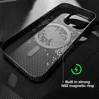 Sanptoch สําหรับ Magneti ที่มองไม่เห็นเคสโทรศัพท์สําหรับ iPhone 16 15 14 13 Pro Max Pixel คาร์บอนไฟเบอร์กันกระแทก Hard Cover สําหรับ iPhone 16 Pro Max Matte ผิวป้องกัน