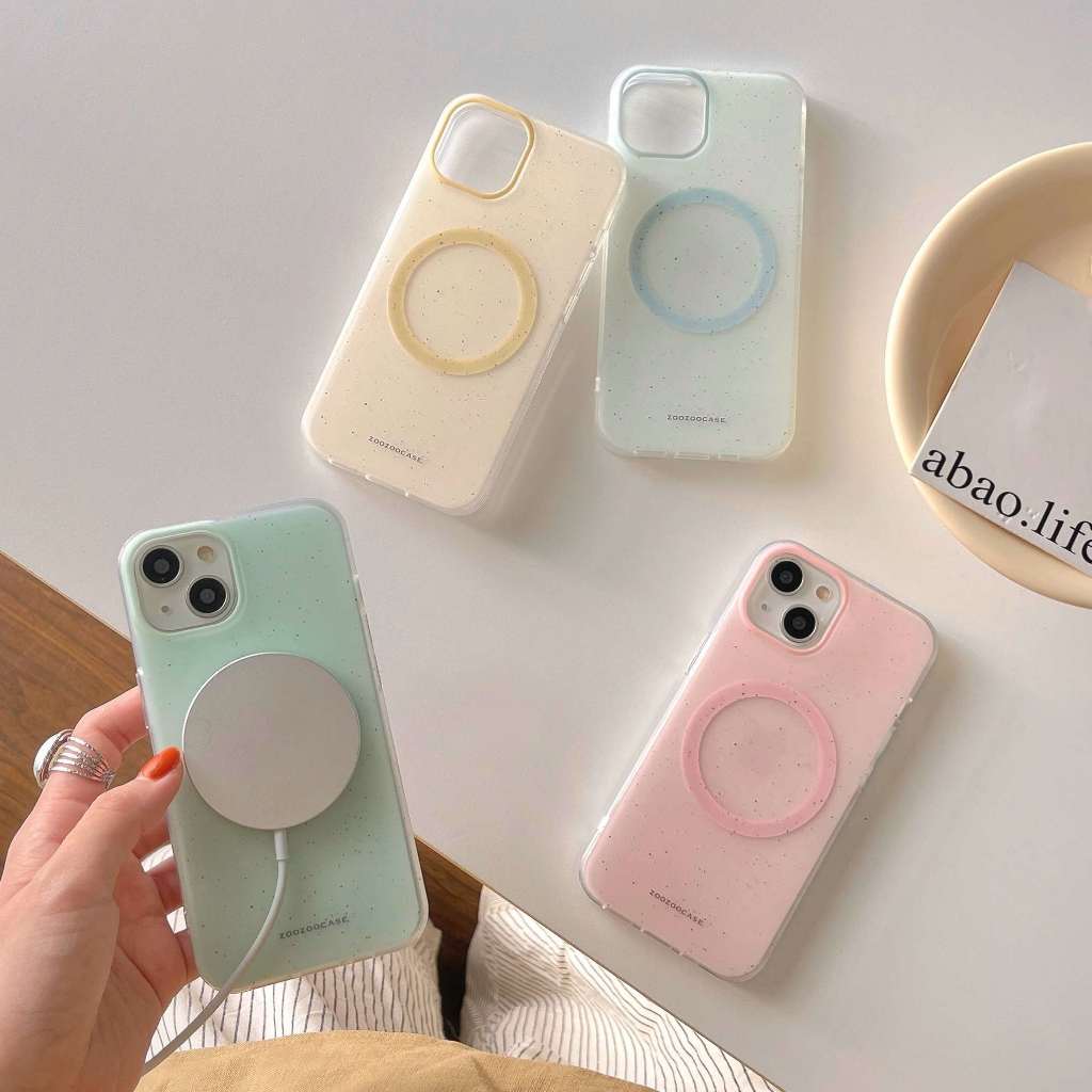 Ins สีทึบเกาหลี Magnetic Wireless Charge เคสโทรศัพท ์ สําหรับ iPhone 15 14 13 12 Pro Max กันกระแทก Soft Cover