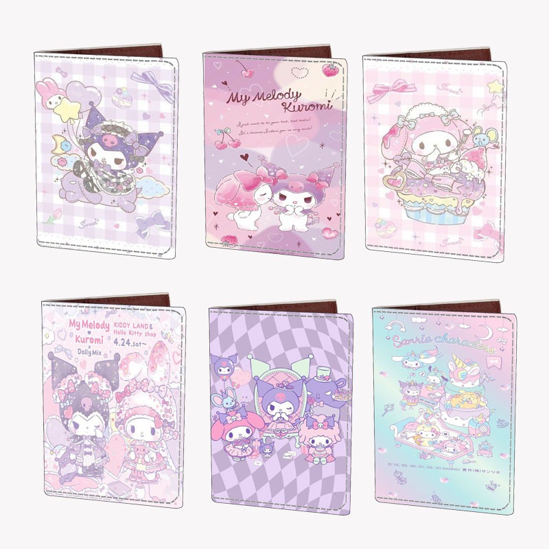 2025 ใหม่ Sanrio ปกหนังสือเดินทาง Melody Kulomi การ์ตูนพิมพ์ PU เคสป้องกันแบบพกพา ID Travel Credential Card Holder