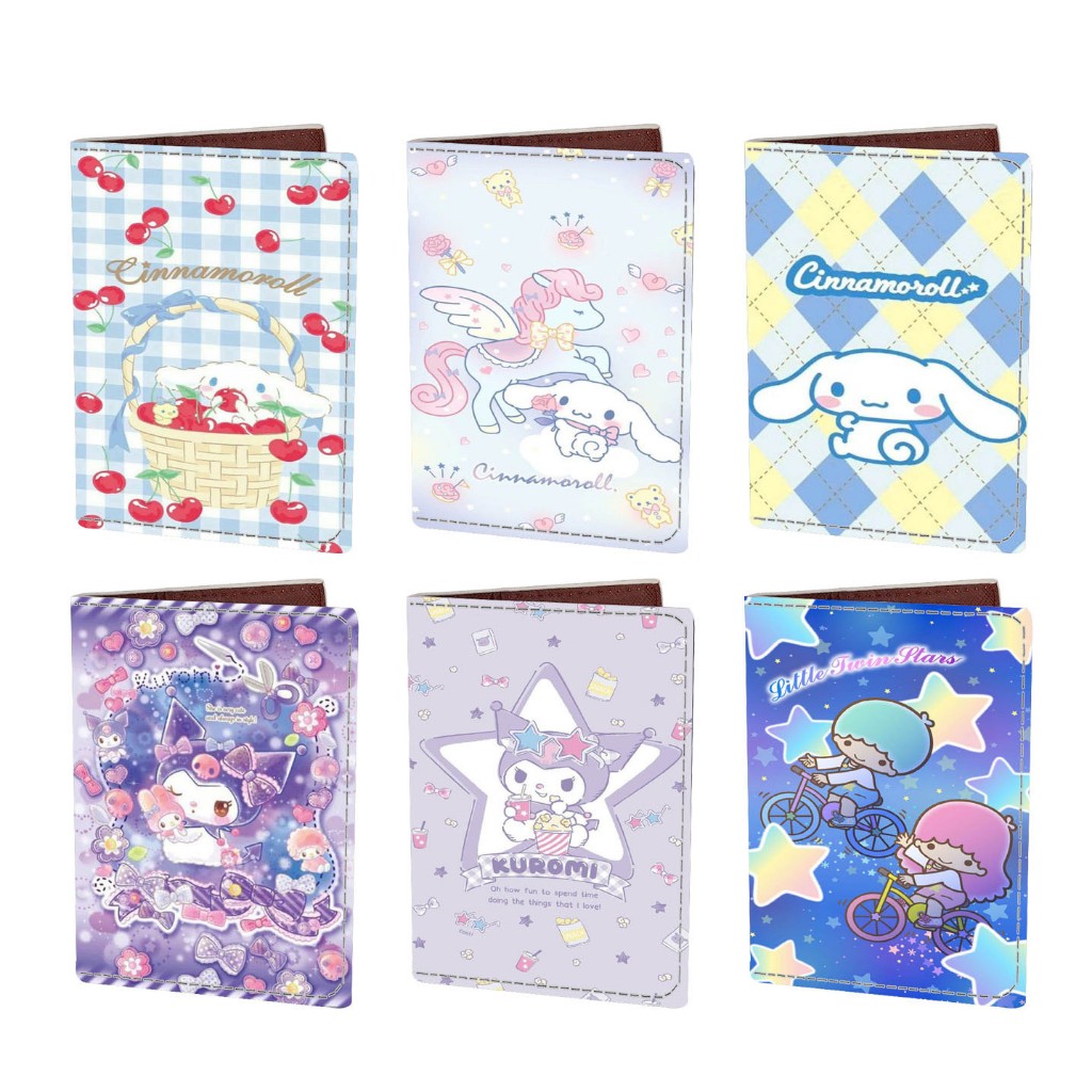 ใหม่ Sanrio ปกหนังสือเดินทาง Melody Kulomi Gemini การ์ตูนพิมพ์ PU เคสป้องกันแบบพกพา ID Travel Credentials Card Holder