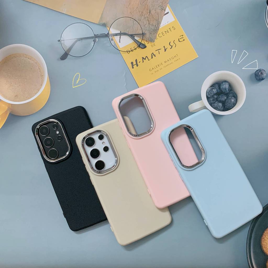 เรียบง่าย สีทึบ อารมณ์ เคส Samsung Galaxy S24Ultra S23FE S23Ultra S22Ultra S22 S23 S24 Plus + S21FE S20FE Note20Ultra Note10Plus Case ใหม่ ความรู้สึกหรูหรา หญิง ซิลิโคนเหลว ซัมซุง เคส