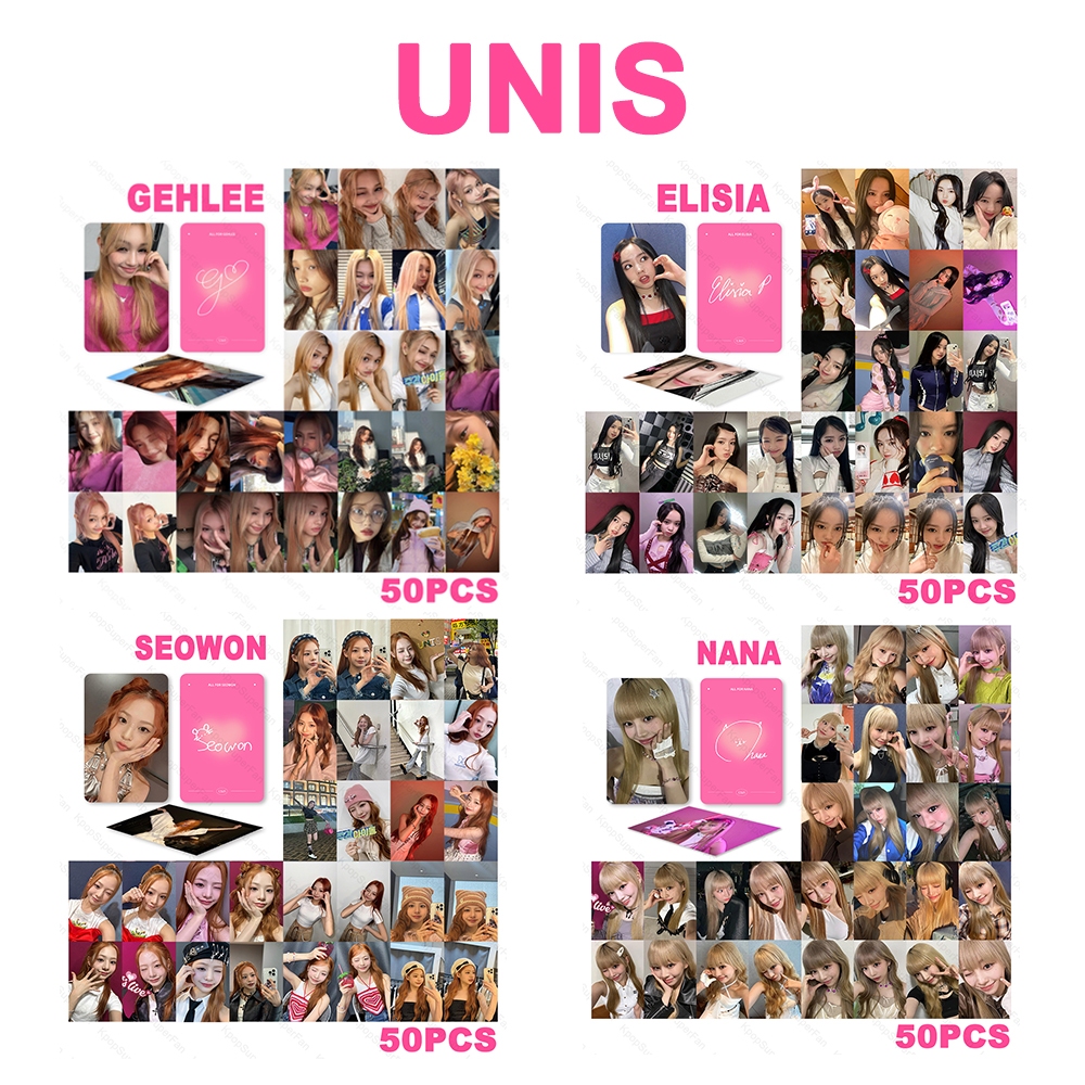 50 ชิ้น UNIS we unis Laser โฮโลแกรม lomocards lomocard photocard Hyeonju Elisia Gehlee Kotooko Nana 