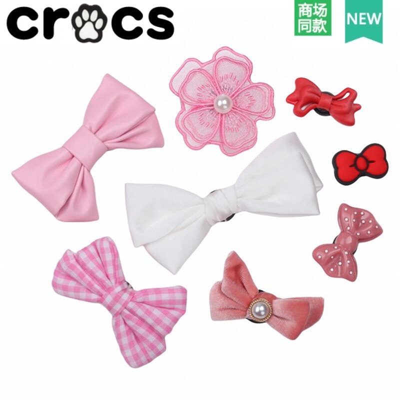 2024 สไตล์ใหม่ Crocs Crocs Zhibixing อุปกรณ์เสริมรองเท้ารูดอกไม้ Texture อินเทรนด์สไตล์จีน Bow Series