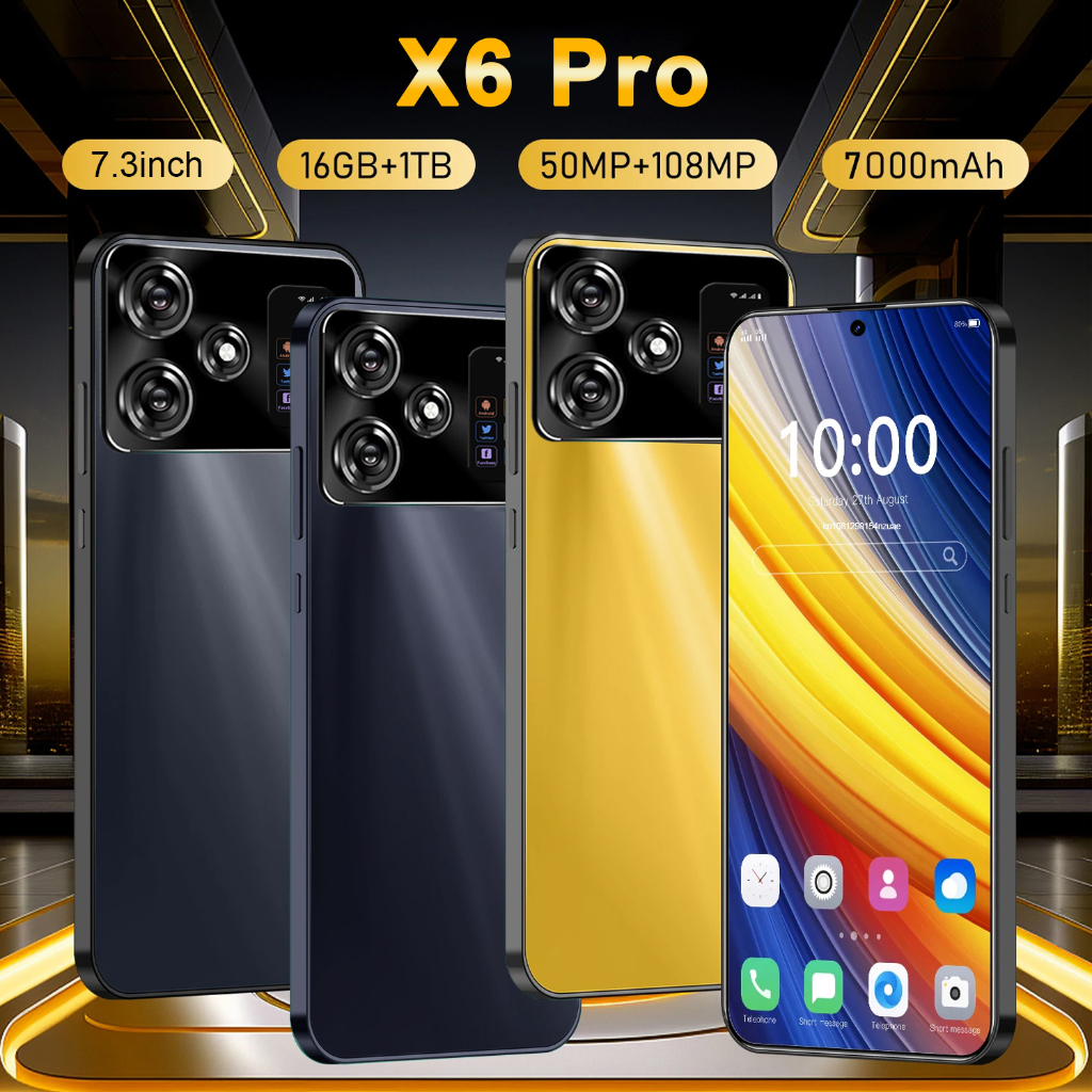 Poco 5G สมาร์ทโฟน POCO X6 Pro 7.3 นิ้วโทรศัพท์ Android ยี่ห้อใหม่หน้าจอ HD 16GB RAM 1TB ROM โทรศัพท์มือถือโทรศัพท์มือถือราคาถูก