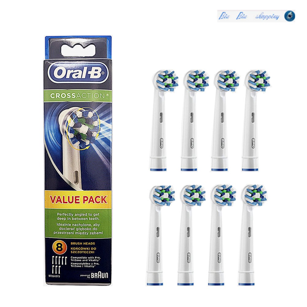 Oral -B EB50 Cross Action Ultra Clean แปรงสีฟันเปลี่ยนหัวแปรงสีฟันไฟฟ้า นับ 4&8
