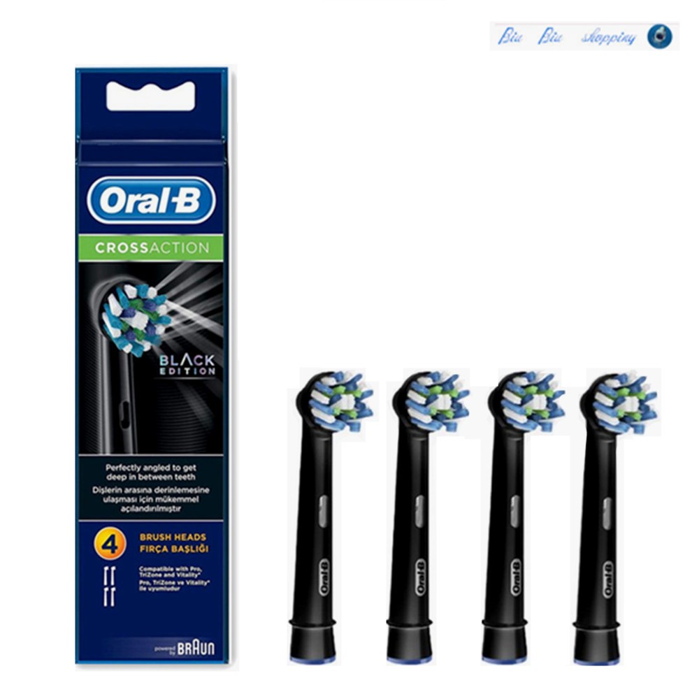 หัวเปลี่ยนแปรงสีฟันไฟฟ้า Oral-B EB50 Cross Action สีดํา-4 นับ
