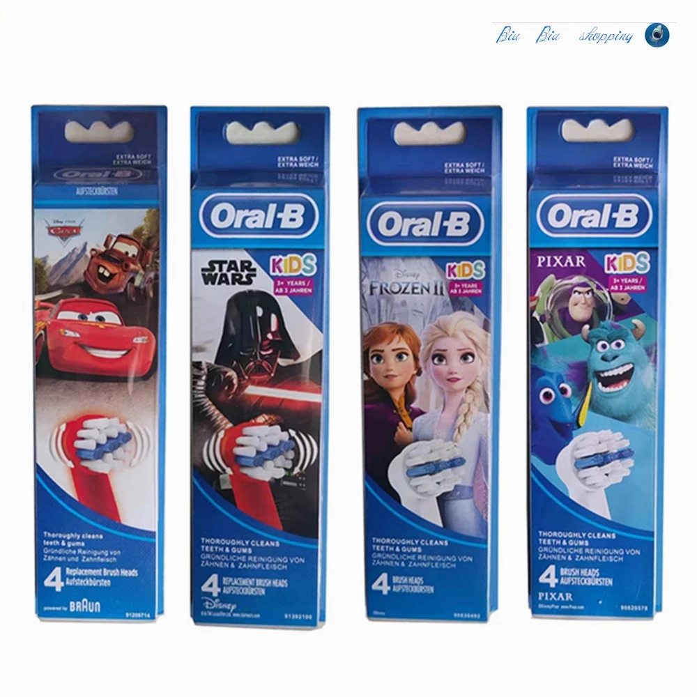 ทางปาก-ข EB10 หัวแปรงเปลี่ยนแปรงสีฟันไฟฟ้าเด็กลายการ์ตูน (1 กล่อง 4 ชิ้น)