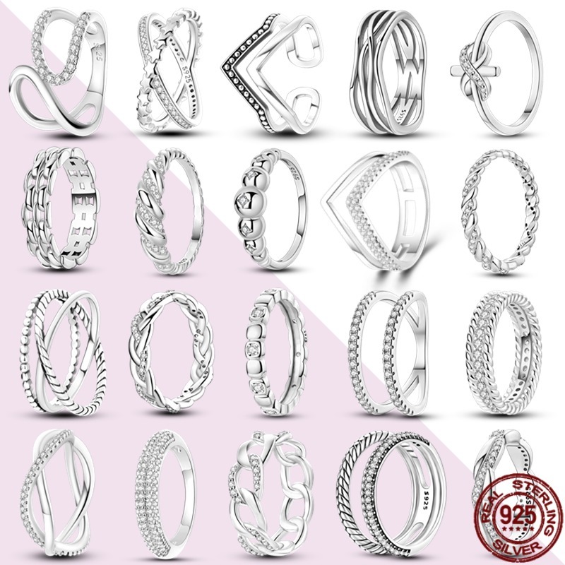 925 เชือกเงินรูปแบบฝังแหวนหินแหวน Cube Zircon Pavé เรขาคณิตฝังงานแต ่ งงานผู ้ หญิงหมั ้ นเครื ่ องประดับ ￼