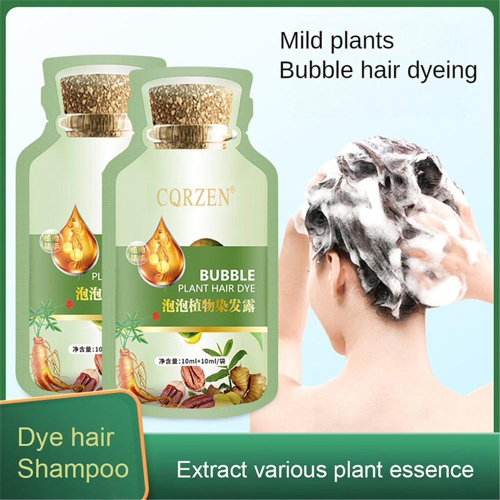 10pcs/bag Bubble Hair Dye แชมพูย ้ อมผมครีมย ้ อมผมพืชธรรมชาติสีดําสีน ้ ําตาลตาย