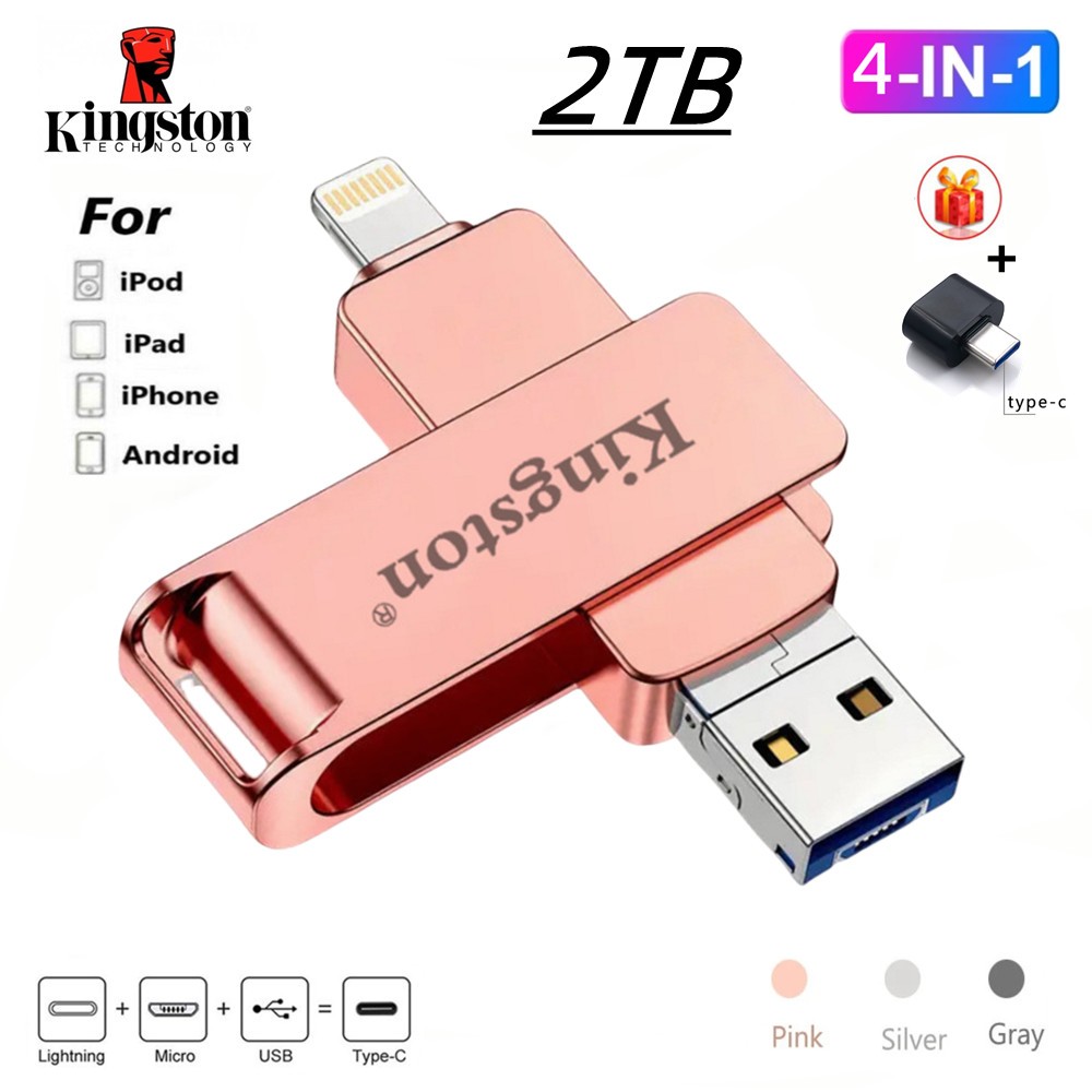 2tb 4-in-1 แฟลชไดรฟ์ USB 3.0 Memory Stick OTG Pendrive ความเร็วอย่างรวดเร็ว Type-C สําหรับ i/O/S โทรศัพท์ Android