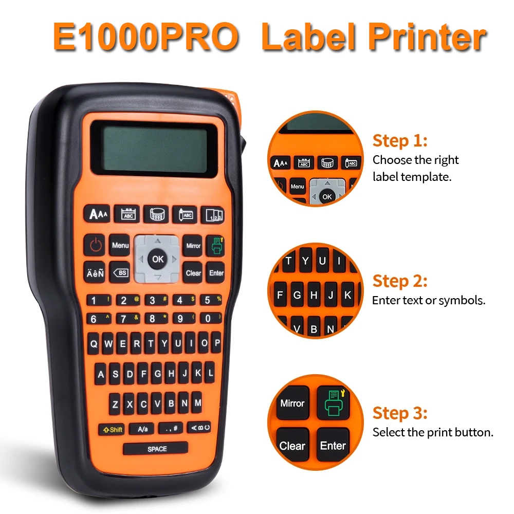 E1000 PRO Tube Label Printer Maker E1000PRO อุตสาหกรรมสติกเกอร์การพิมพ์สําหรับหลอด/ยืดหยุ่นสาย/ผ้าป้