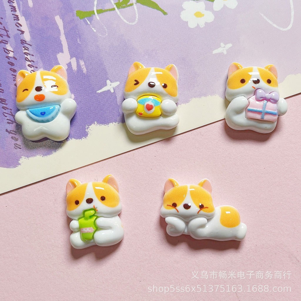 QZ]สไตล์ใหม่ ารักนวนิยายของขวัญ Corgi ลูกสุนัข DIYกรณีโทรศัพท์มือถือ คลิปผมอ งประดับเรซิ ่ นอุปกรณ ์