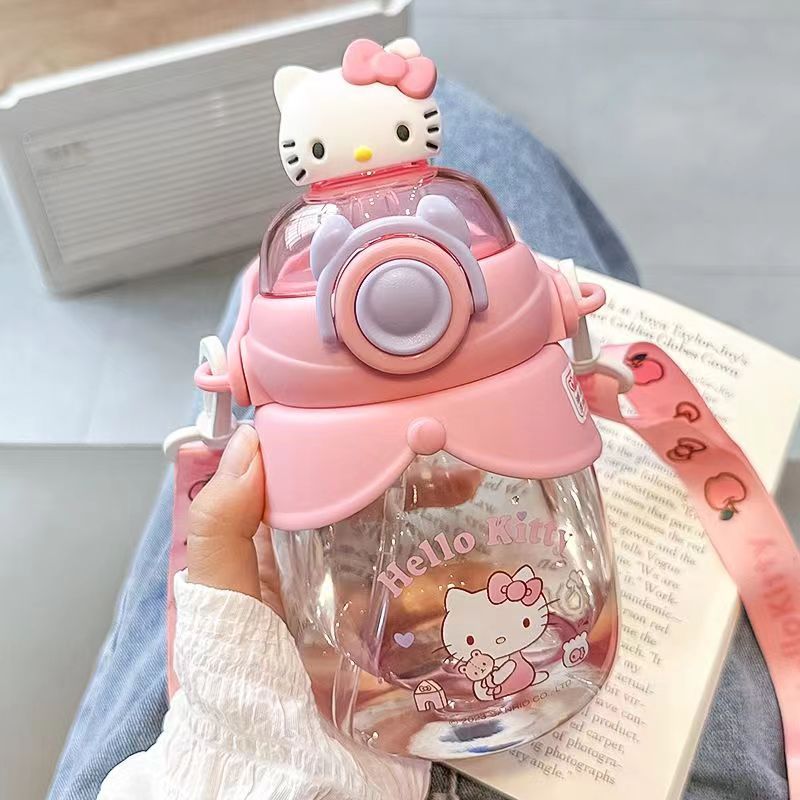 Sanrio Kuromi Cinnamoroll Hello Kitty ขวดน้ํา ความจุขนาดใหญ่ แบบพกพา เหมาะกับเด็กนักเรียน