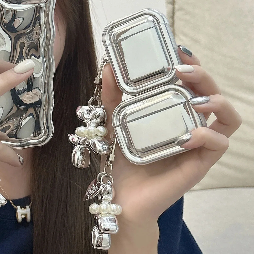 เคสหูฟัง แบบนิ่ม ประดับโบว์ 3 มิติ ป้องกันรอย จี้รูปหัวใจน่ารัก สไตล์เกาหลี สําหรับ AirPods Pro 2 1 2 3