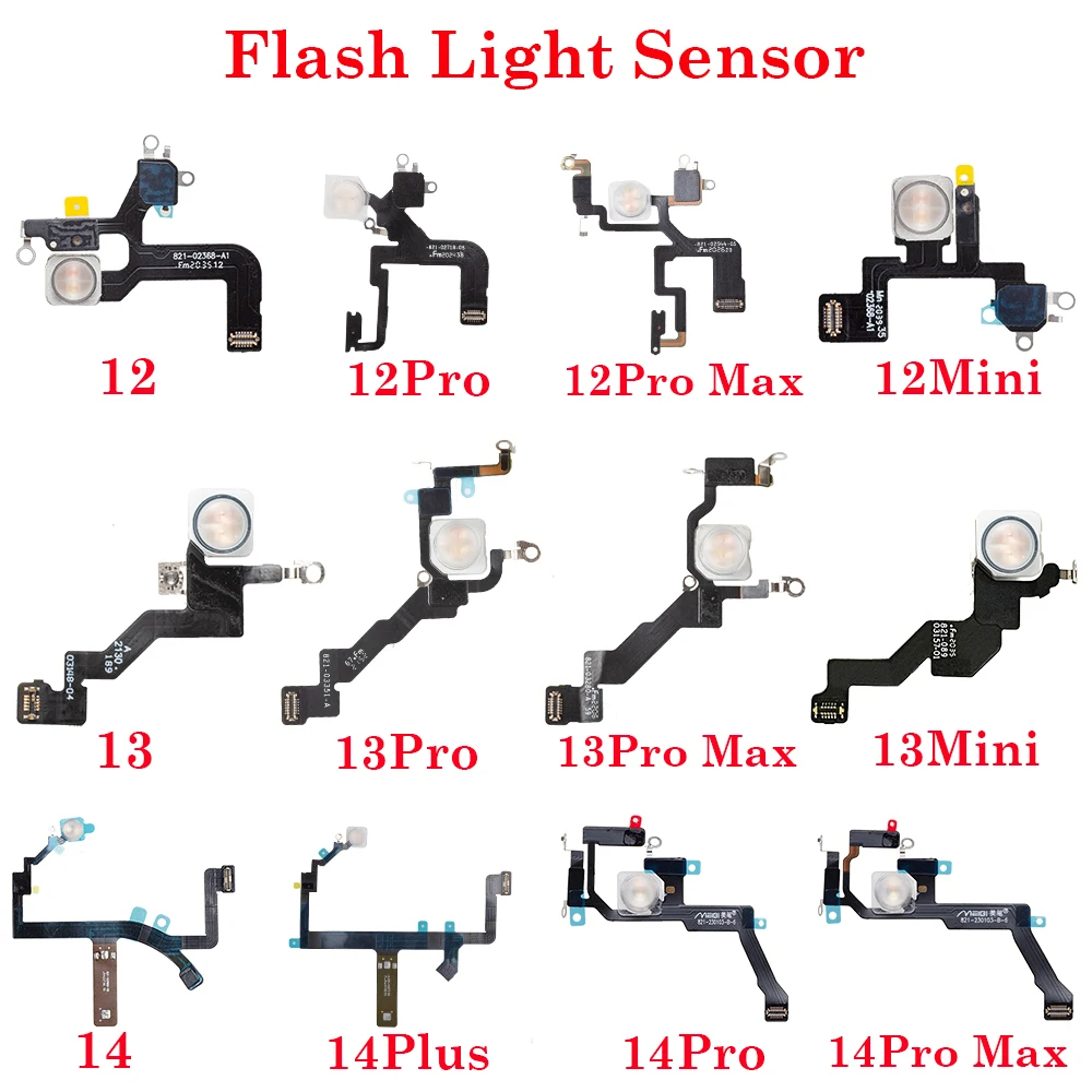 Led Flash Light Sensor Flex Cable สําหรับ iPhone 12 13 14 Pro Max Mini Plus ระยะทาง Ambient Repair Part