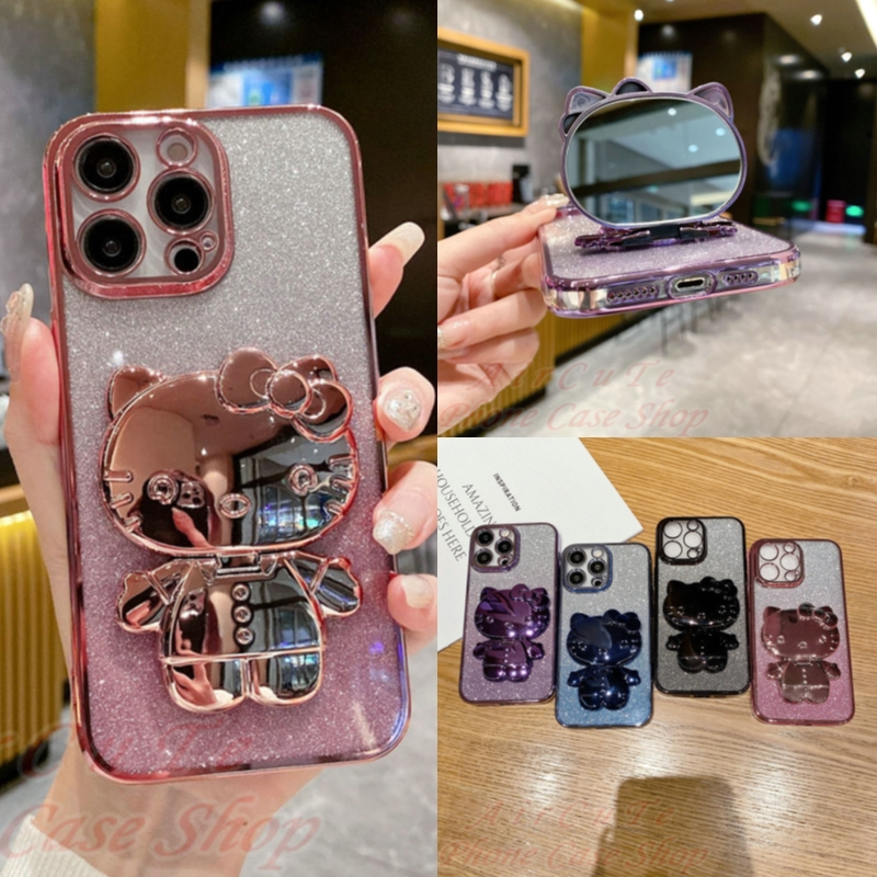 เคส VIVO Y28 Y18 Y17S Y27S Y36 Y27 Y22 Y22S Y21 Y21S Y21T T1X Y20 Y20S Y17 Y16 Y15 Y15S Y12 Y12S Y12A Y11 Y03 Y03t Y02 Y02A Y02T Y01 Y01A Y100 Y91C Y1S Y50 Y35 Y33S Y33T Y31 Y30 4G 5G Protect Camera Glitter Powder Paster Hello Kitty Mirror Stand Soft Case