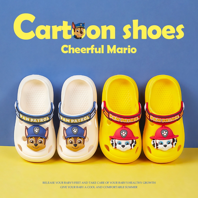 Cheerful Mario Paw Patrol Slipper เด็กผู้ชาย การ์ตูน รองเท้าแตะพาวตระเวนเด็กผู้ชาย ฤดูร้อน แฟชั่น ออกงาน รองเท้ารัดส้นหมาเด็กผู้ชาย
