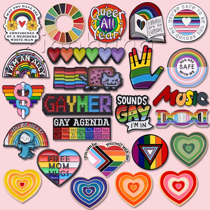 สีสันสายรุ ้ งเคลือบ Pins Asexual bisex เข ็ มกลัด Creative LGBT Pride Rainbows เข ็ มกลัดป ้ าย Lap