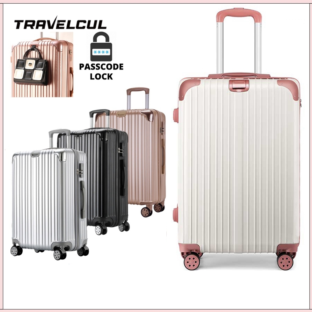 Travelcul ่ ้ กระเป๋าเดินทางพกพาทันสมัยขนาด 20/24 '' วัสดุ PC ล้อสากล 360° ตะขอ ง่ายต่อการเดินทาง (กระเป๋าเดินทาง)