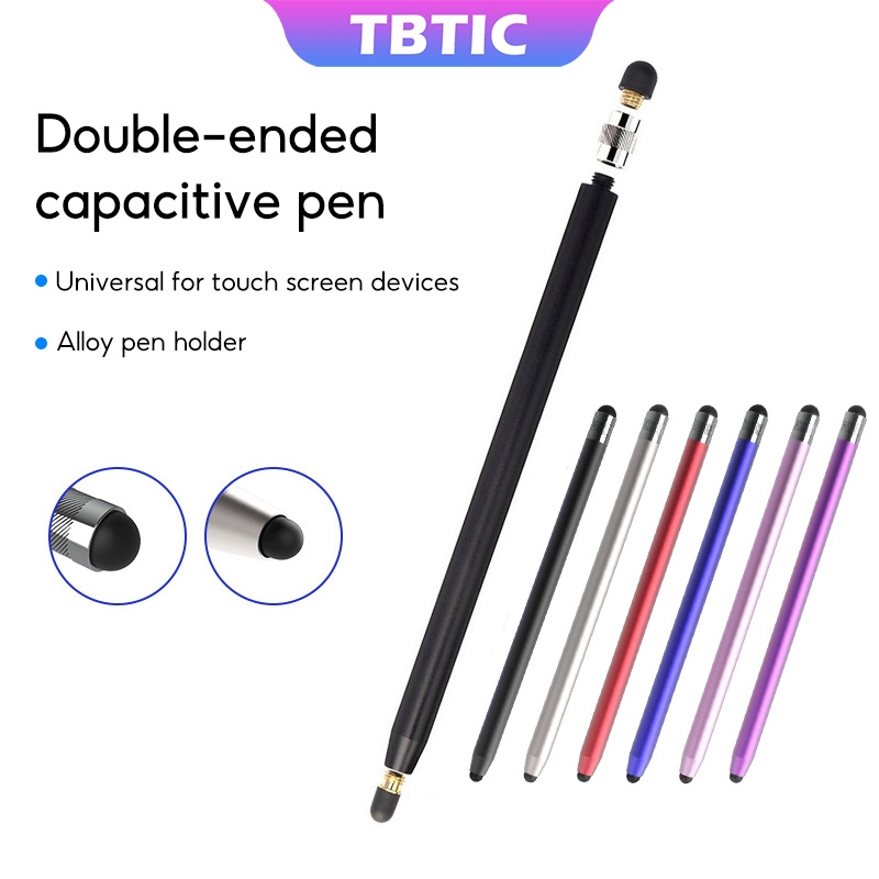 Tbtic 2 in 1 Alloy Matte Universal Stylus ปากกาสําหรับโทรศัพท์ iPad XiaoMi Pad Android แท็บเล็ตหน้าจอสัมผัสโลหะ Capacitive ปากกา