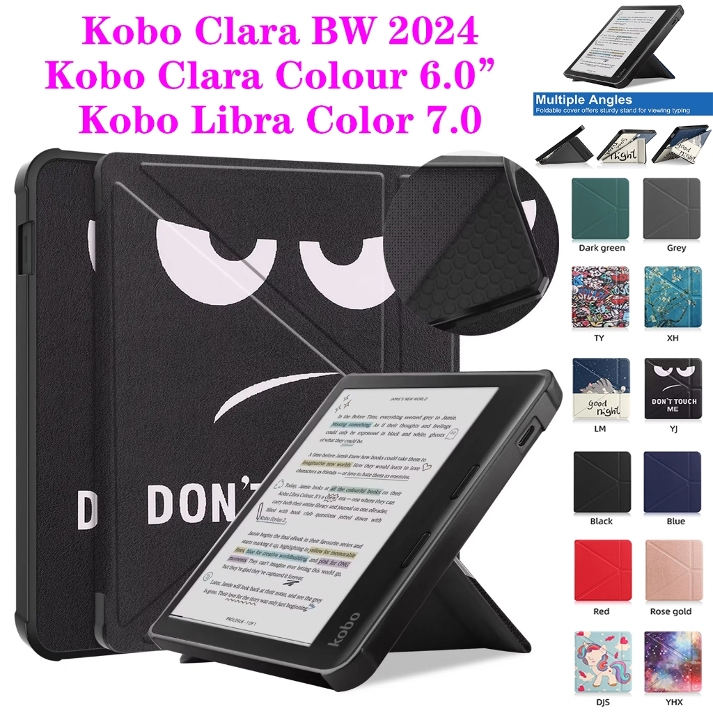 สําหรับ Kobo Clara Colour 2024 6.0" Libra Color 7.0 นิ ้ ว e-Book Readers Casing All-new Kobo Clara BW 6.0 รายละเอียดสินค ้ า Fashion Transformers Y-fold Stand Flip eReader Skin Protection Cover