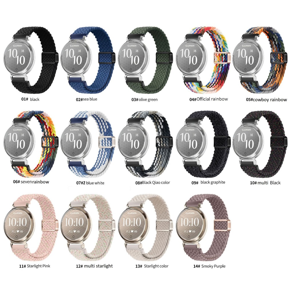 คุณภาพสูง Compatible For สาย garmin lily 2 Strap Braided สาย Garmin Lily 2 Active Strap Watchband Magnetic Buckle สายนาฬิกา garmin lily 2 สาย 14mm Garmin Lily2 Nylon Bracelet Garmin Lily 2 Active สาย