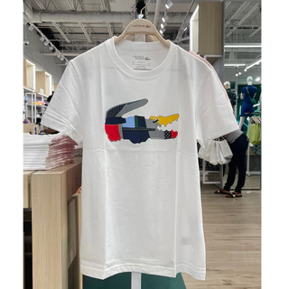 สินค้าใหม่พร้อมสต็อกผู้ชายสีจับคู่โลโก้รอบคอผ้าฝ้ายกีฬาแขนสั้นเสื้อยืด