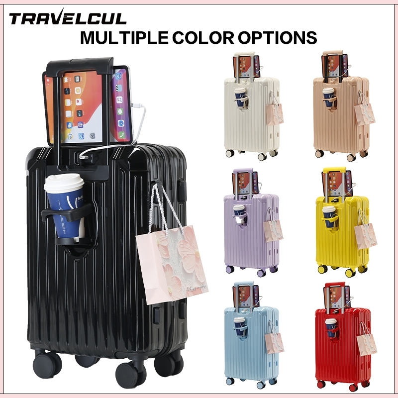 【สต็อกไทยพร้อมส่ง】TRAVELUCL กระเป๋าล้อลาก 20/24/28 กระเป๋าอเนกประสงค์ออกแบบพื้นผิวมันวาววัสดุพีซี + ล็อค TSA + ช่องชาร์จ USB + ที่วางถ้วยหลายสี รับประกันคุณภาพทนทานมากขึ้น