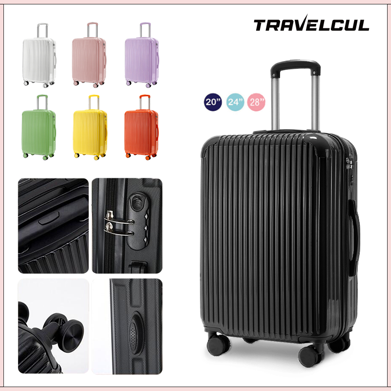 【สต็อกไทยพร้อมส่ง】Travelcul กระเป๋าล้อลาก พื้นผิวเรียบ 20/24/28 นิ้วกระเป๋าแฟชั่น 360 °ล้อสปินเนอร์ห