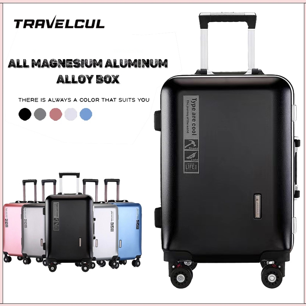 Travelcul 20/24 "อลูมิเนียมกระเป๋าเดินทาง USB กระเป๋าเดินทางหัวเข็มขัดคู่กระเป๋าเดินทางกระเป๋าเดินทางกระเป๋าเดินทางป้องกันการโจรกรรม