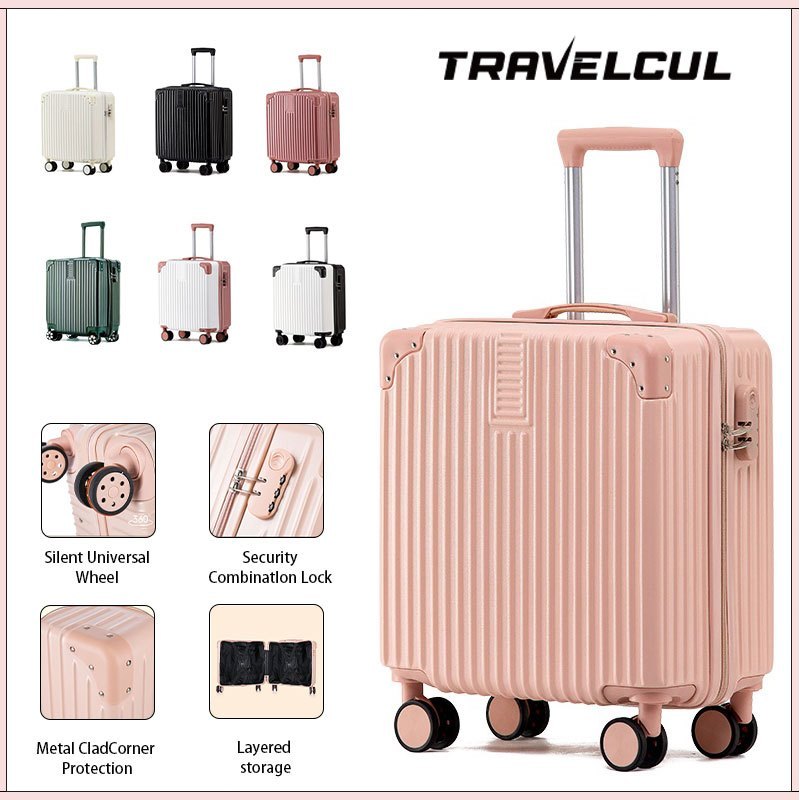 【สต็อกไทยพร้อมส่ง】Traevlcul กระเป๋าล้อลาก สามารถพกพาขึ้นเครื่องได้ 18 นิ้วกระเป๋าเดินทาง 360 °ล้อสปินเนอร์วัสดุพีซีทนทานมากขึ้น