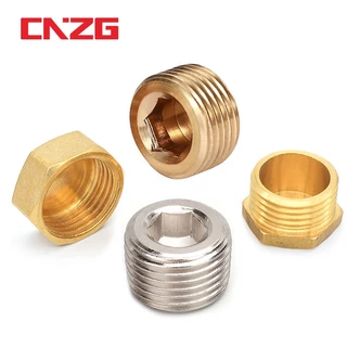 ด้ายชายทองเหลืองท่อ Hex Head End Cap Plug Fitting Coupler Connector อะแดปเตอร์ซ็อกเก็ตหกเหลี่ยมปลั๊ก