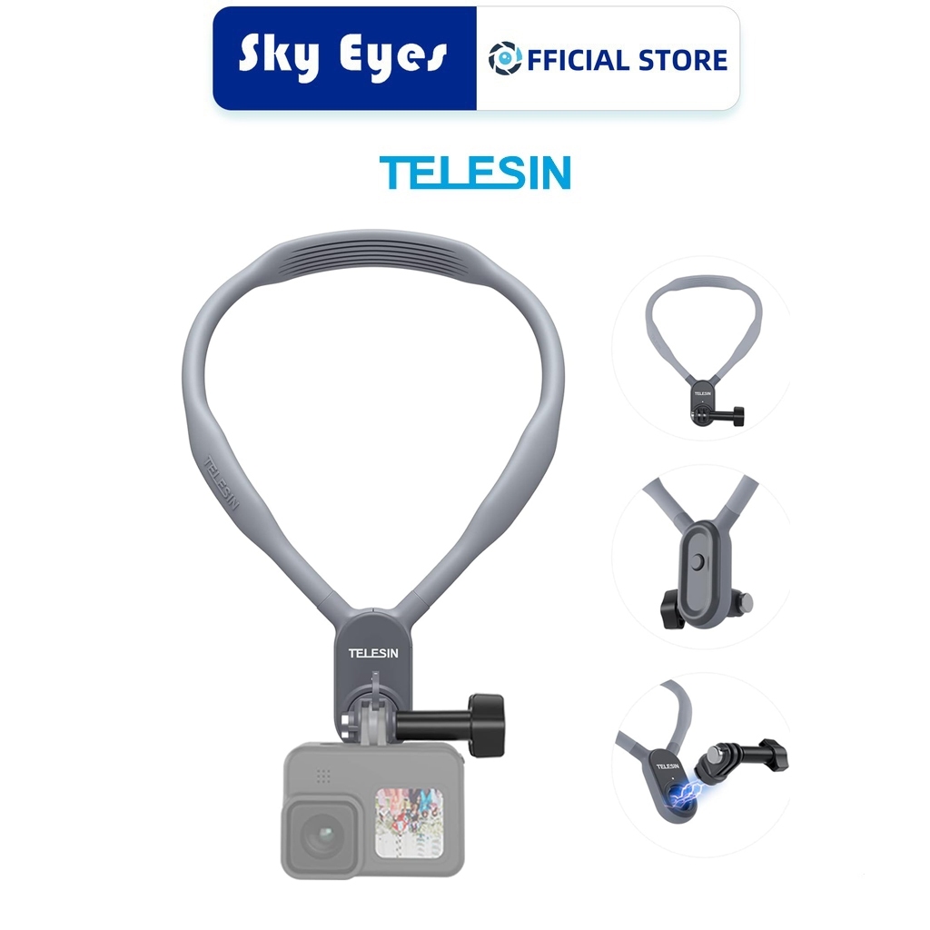 TELESIN อัพเกรดTELESIN Quick Release Neck Mount สําหรับ GoPro 12/11/109 Insta360 X3/X4/GO3/Ace ProDJI Action 3/4 Osmo Pocket 3 ฯลฯอุปกรณ์เสริม