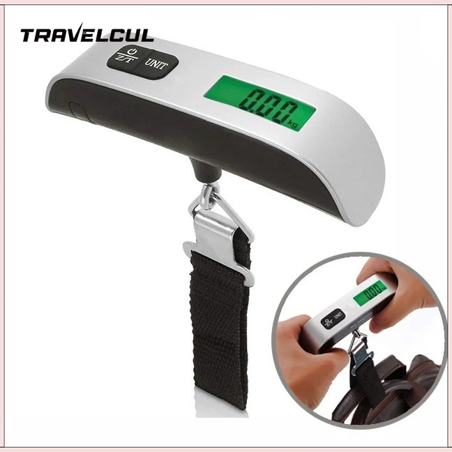 Travelcul 50 กก./110 ปอนด์ เครื่องชั่งกระเป๋าเดินทางอิเล็กทรอนิกส์ LCD เครื่องชั่งน้ําหนักแบบแขวนแบบพกพา