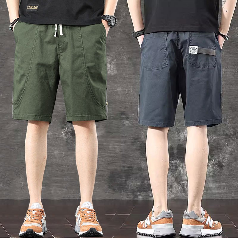 M-4XL กางเกงผู้ชายขาสั้น ฤดูร้อน พลัสไซส์ทรงหลวมมีสไตล์ กางเกงขาสั้นคาร์โก้หลายกระเป๋าลำลอง กางเกงขาสั้นผู้ชาย