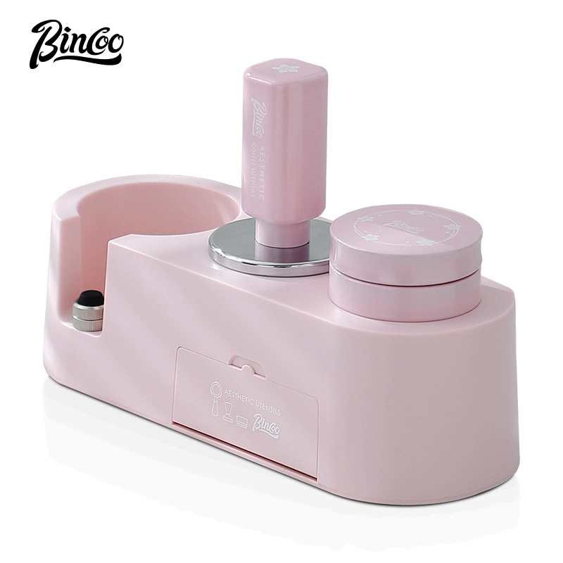 Bincoo Pink Coffee Tamping Base Tamper และ Powder Dispenser Set Italian Storage Base 51/58MM Universal