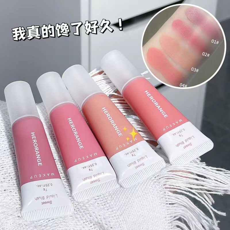 Heroange ของเหลว หน้าแดง สีชมพู ธรรมชาติ กันน้ำ ยั่งยืน งดงาม การแต่งหน้า