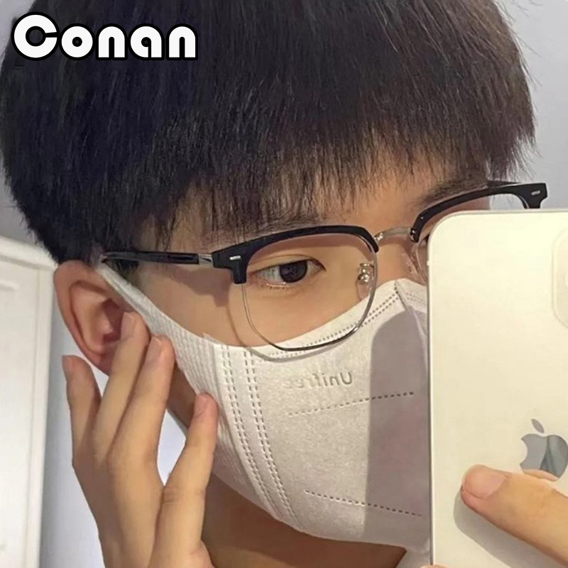 👓แว่นตาแฟชั่น👓 -50~600° แว่นตาสายตาสั้นชายและหญิง แว่นป้องกันแสงสีฟ้า กรอบแว่นทรงสี่เหลี่ยม 058-1