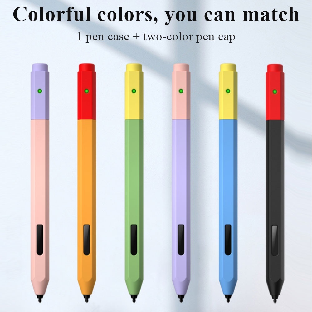 เคสซิลิโคน แบบนิ่ม กันลื่น สีตัดกัน สําหรับปากกาสไตลัส ดินสอ  Surface Pen Stylus Pencil