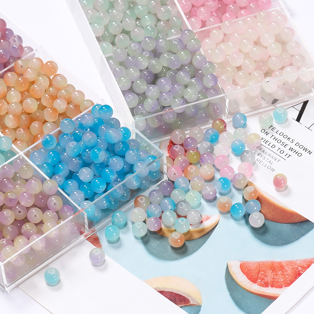 ลูกปัดแก้วเลียนแบบหยดน้ำ 50ชิ้น 8-10มม. 2สี สำหรับDIYเครื่องประดับ