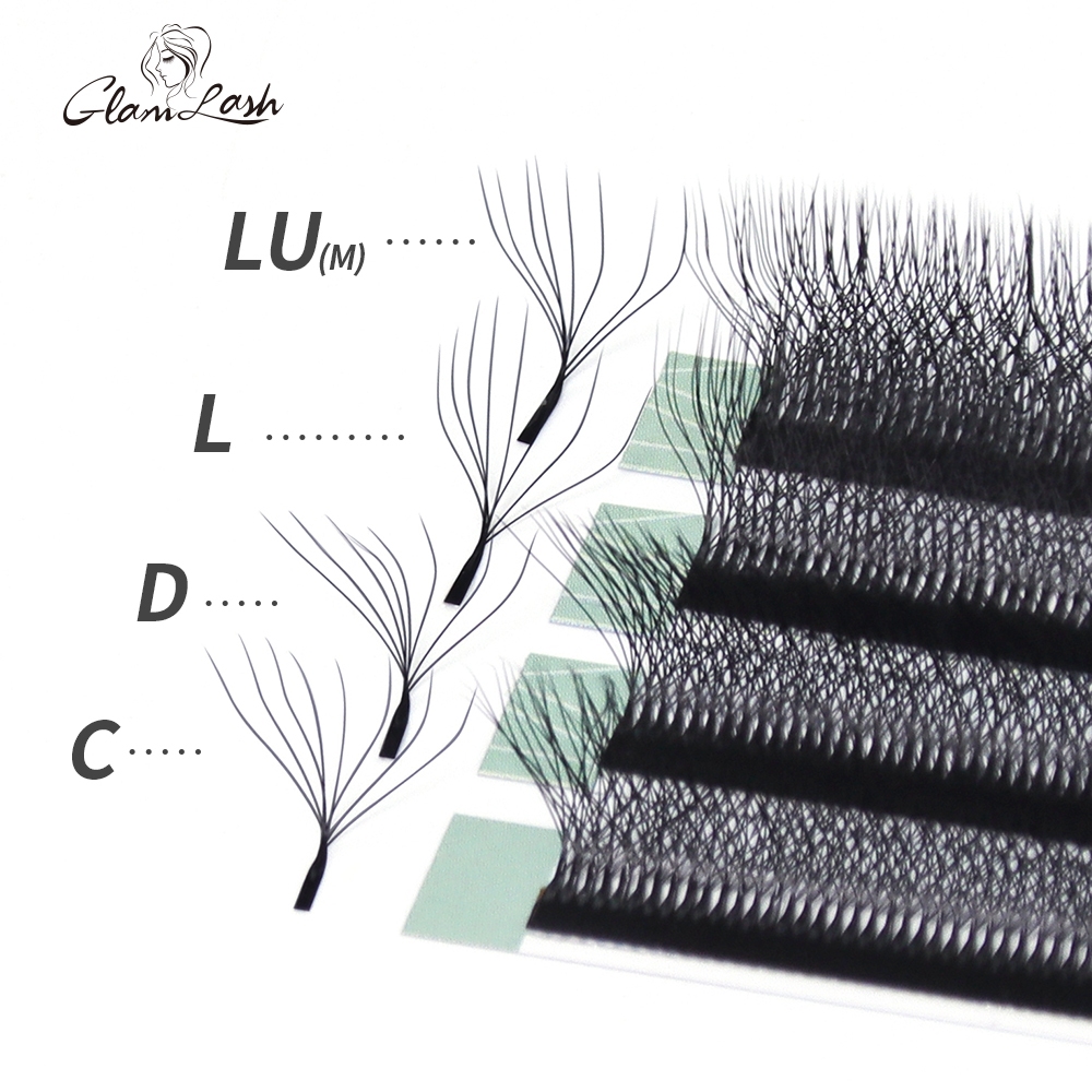 Glamlash 8D-W Shaped Eyelash Extension C/L/LU/M Premade Volume Fans Clover W Style Lashes False Mink Soft Easy Faning Natural