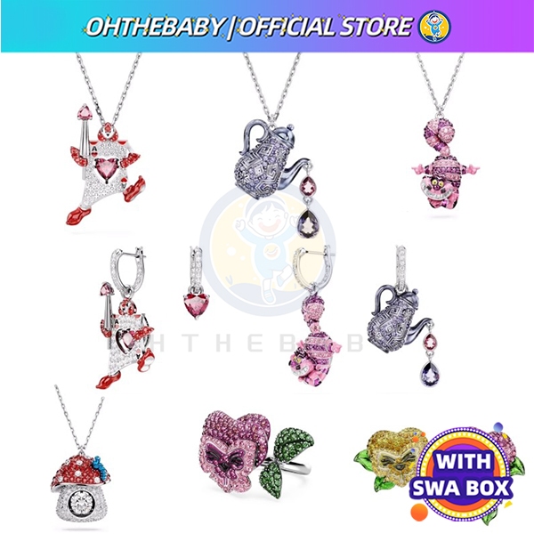 Swarovski Alice in Wonderland สร ้ อยคอ Alice in Wonderland ต ่ างหู คอลเลกชันดอกไม ้ เครื ่ องประดับ