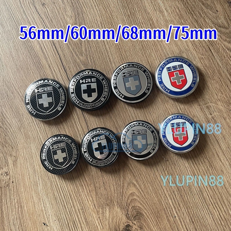 4pcs HRE ประสิทธิภาพล ้ อ 56 มม.60 มม.68 มม.75 มม.รถล ้ อ Hub Center ฝาครอบ Hub หมวก Decals สัญลักษณ ์ Badge จัดแต ่ งทรงผมอุปกรณ ์ เสริม