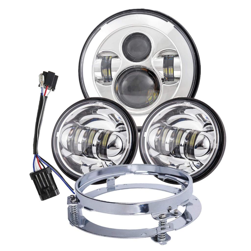 7 "มอเตอร์ LED ไฟหน้า 4.5 นิ้วหมอกโคมไฟและ 7 นิ้ววงกลมสําหรับ Harley Davidson Electra Glide Softail Fat Boy Touring