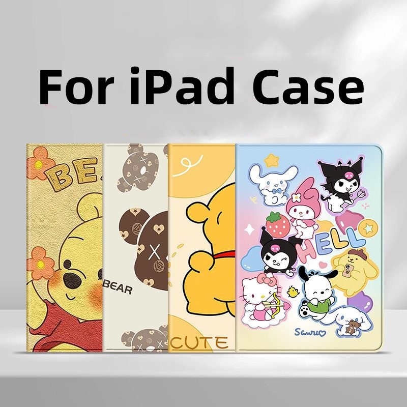 【Winnie the Pooh &amp; Melody】For เคสไอแพด ลายการ์ตูน iPad 10.2 Gen9 Gen8 7th /  iPad 2 3 4 / iPad Pro 9.7 Air1 Air2 / iPad Pro 10.5 / Mini 1 2 3 4 5   Smart Case